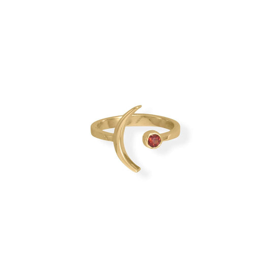 14 Karat Gold Plated Moon and Garnet Ring freeshipping - Higher Class Elegance