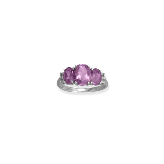 Rhodium Plated Amethyst and White Topaz Ring freeshipping - Higher Class Elegance