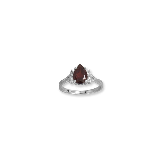 Rhodium Plated Garnet and White Topaz Ring freeshipping - Higher Class Elegance