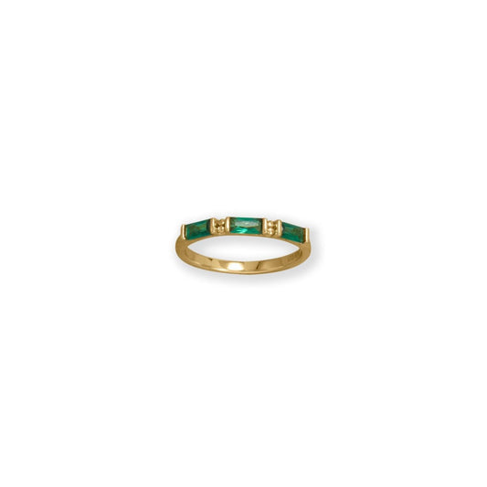 Bodacious Baguettes! 14 Karat Gold Plated Green Baguette CZ Ring freeshipping - Higher Class Elegance