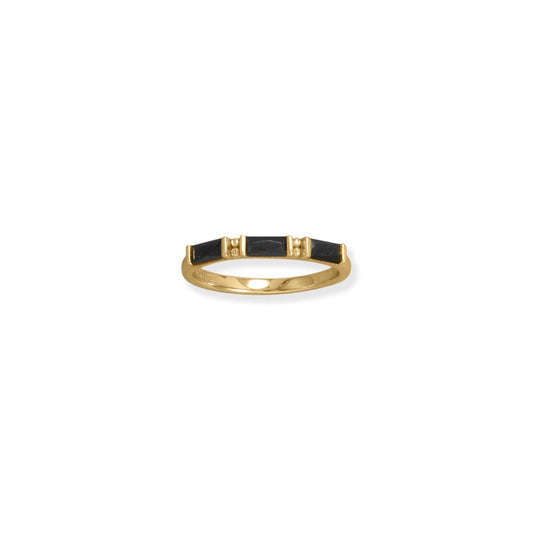 Bodacious Baguettes! 14 Karat Gold Plated Black Baguette CZ Ring freeshipping - Higher Class Elegance