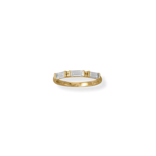 Bodacious Baguettes! 14 Karat Gold Plated White Baguette CZ Ring freeshipping - Higher Class Elegance