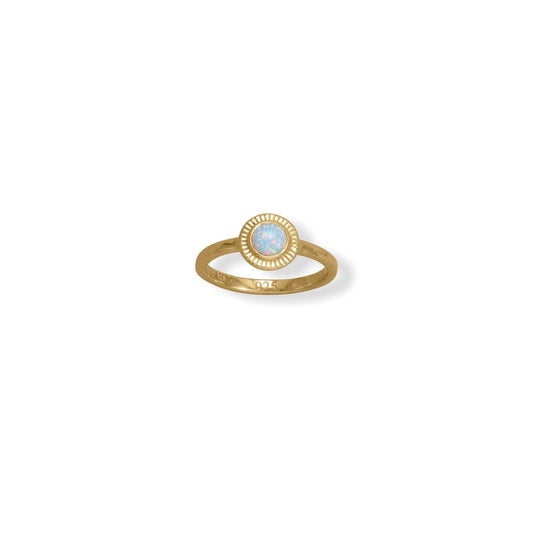 14 Karat Gold Plated Round Synthetic Opal Ring freeshipping - Higher Class Elegance