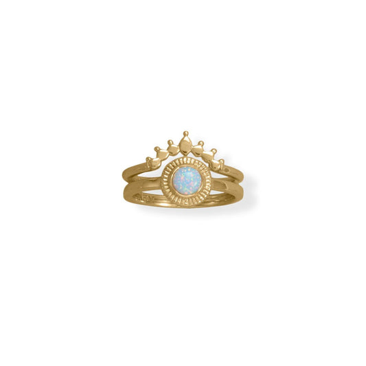 14 Karat Gold Plated Dot Crown Ring freeshipping - Higher Class Elegance