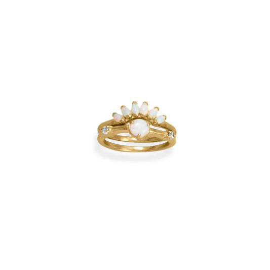 14 Karat Gold Plated Marquise Synthetic Opal Ring freeshipping - Higher Class Elegance