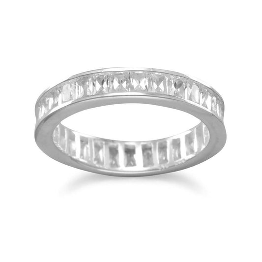Rhodium Plated 4mm Baguette CZ Eternity Band freeshipping - Higher Class Elegance