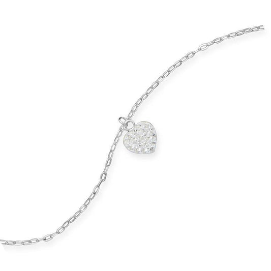9" + 1" Crystal Heart Charm Anklet freeshipping - Higher Class Elegance
