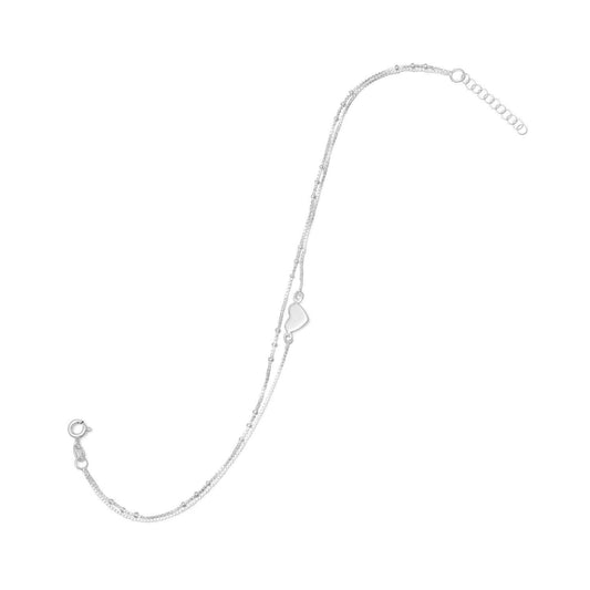 9" + 1" Double Strand Heart Anklet freeshipping - Higher Class Elegance