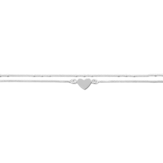 11" + 1" Double Strand Heart Anklet freeshipping - Higher Class Elegance