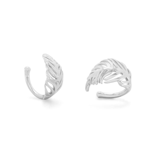 Rhodium Plated Feather Ear Cuffs freeshipping - Higher Class Elegance