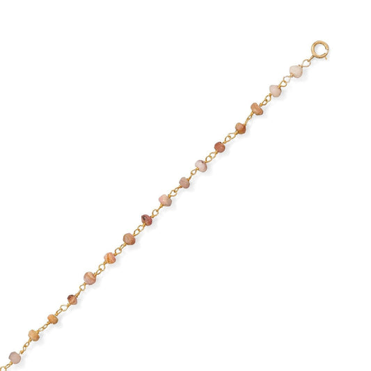 Pretty In Pink! Pink Opal 14 Karat Gold Plated Anklet freeshipping - Higher Class Elegance