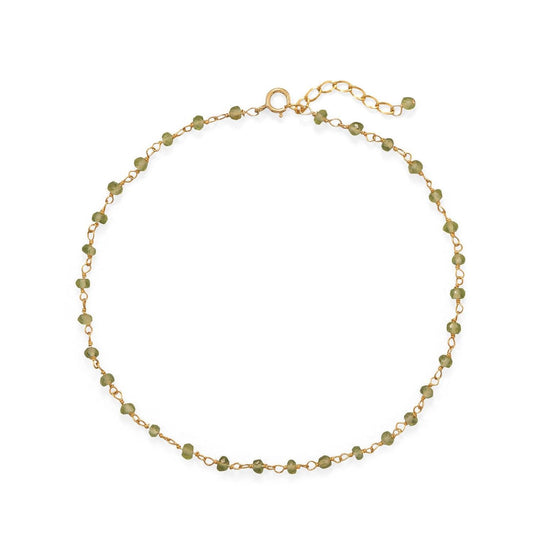 Fresh Look! Peridot 14 Karat Gold Plated Anklet freeshipping - Higher Class Elegance