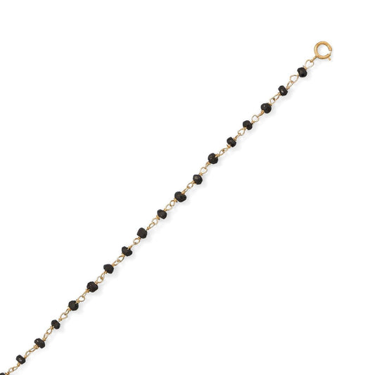 Midnight Sparkle! 14 Karat Gold Plated Black Spinel Anklet freeshipping - Higher Class Elegance