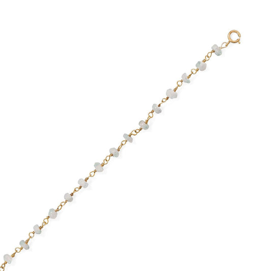Moonlight Glow! 14 Karat Gold Plated Rainbow Moonstone Anklet freeshipping - Higher Class Elegance