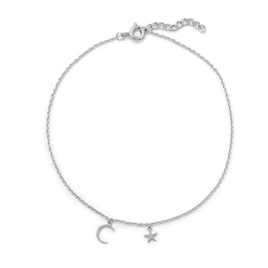 "My Moon and Stars" Rhodium Plated Anklet freeshipping - Higher Class Elegance