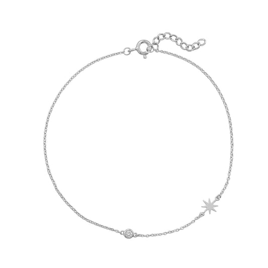 Pedi Perfect! Rhodium Plated Starburst Anklet freeshipping - Higher Class Elegance