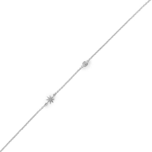 Pedi Perfect! Rhodium Plated Starburst Anklet freeshipping - Higher Class Elegance