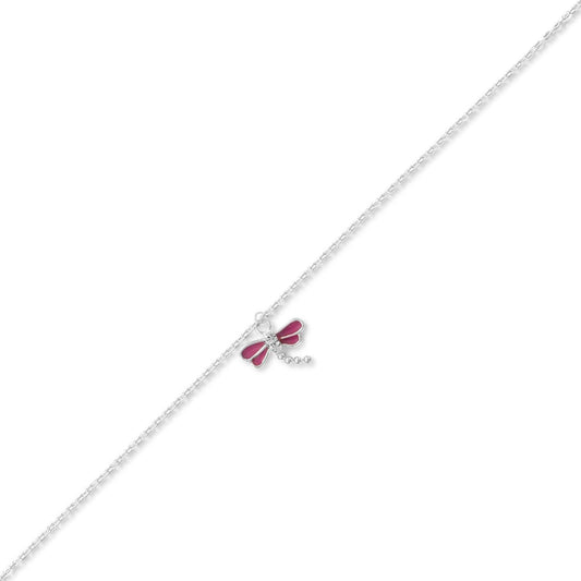 9"+1" Purple Dragonfly CZ Anklet freeshipping - Higher Class Elegance