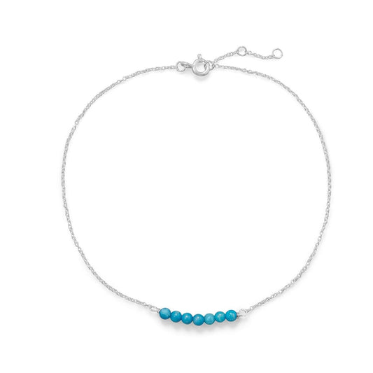 Blue Howlite Bead Bar Anklet freeshipping - Higher Class Elegance