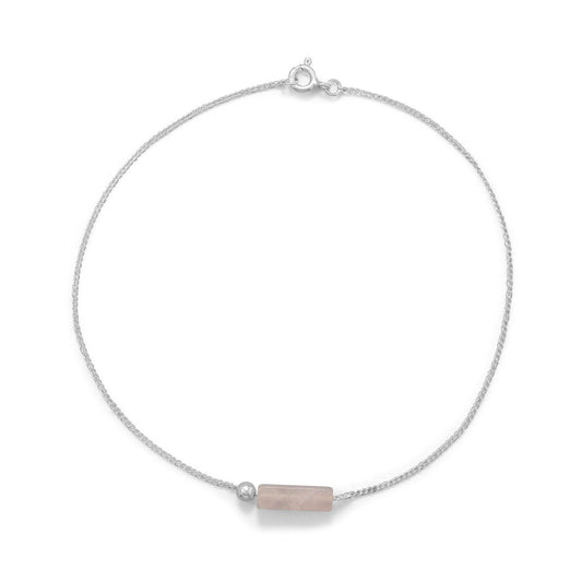 9.25" Rose Quartz Tube Anklet freeshipping - Higher Class Elegance