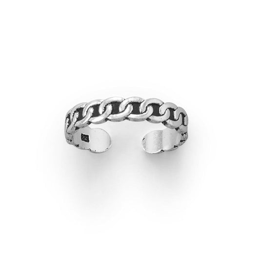 Thin Oxidized Curb Link Design Toe Ring freeshipping - Higher Class Elegance