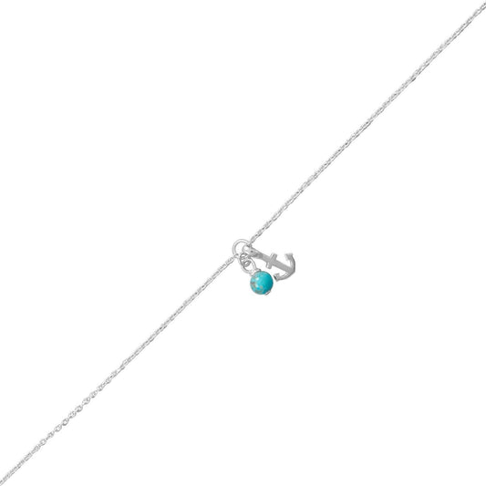 9.25"+.75" Anchor and Turquoise Anklet freeshipping - Higher Class Elegance