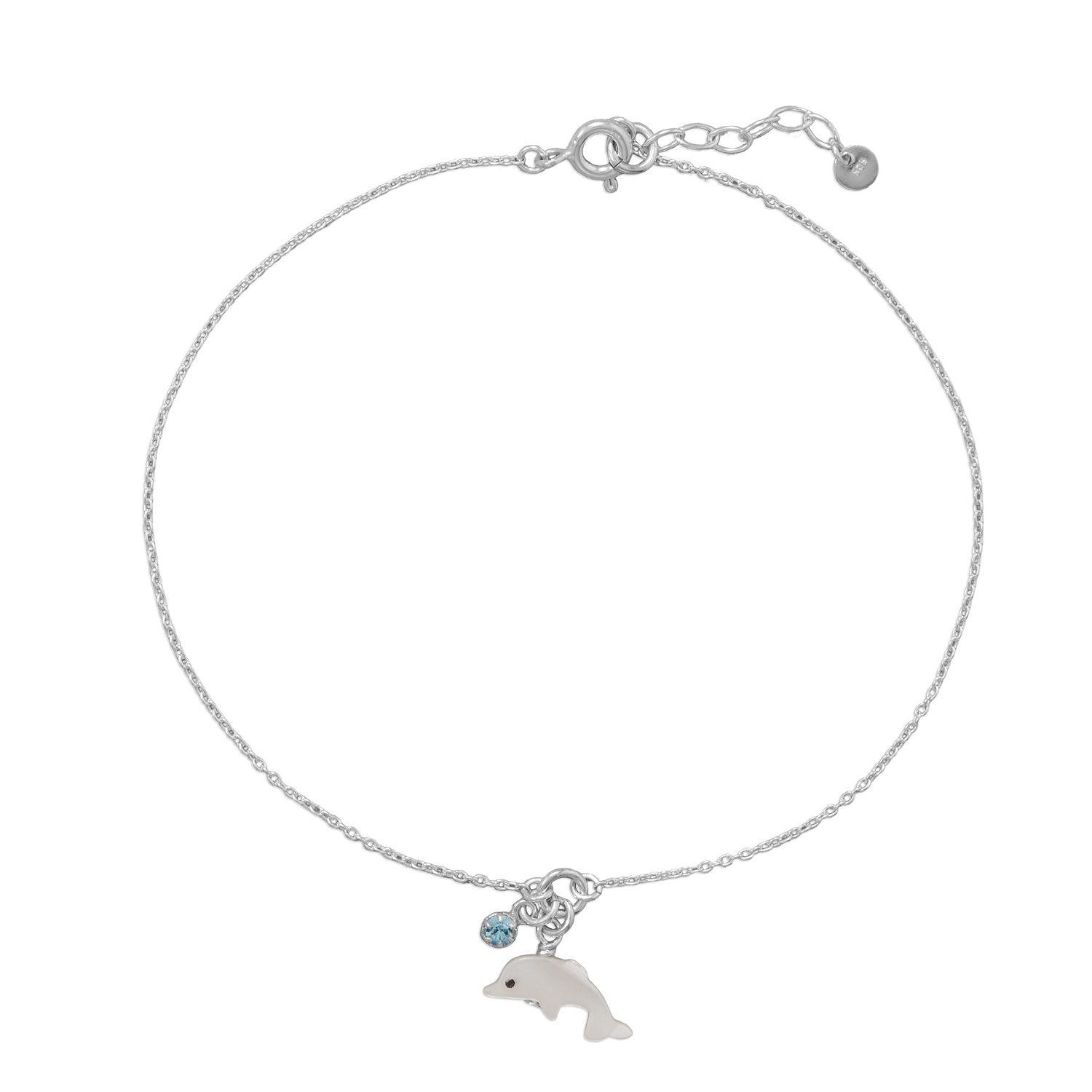 9.5"+1" Dolphin and Crystal Anklet freeshipping - Higher Class Elegance