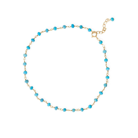 Summer Blues! 9.5"+1" 14 Karat Gold Plated Bead Anklet freeshipping - Higher Class Elegance