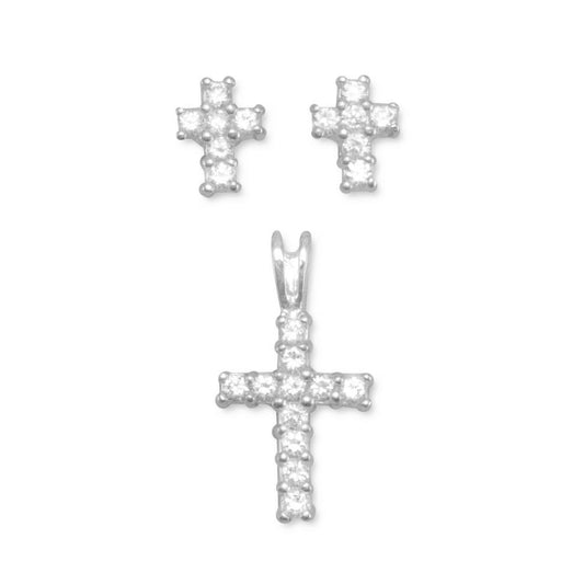 CZ Cross Earrings/Pendant Set freeshipping - Higher Class Elegance