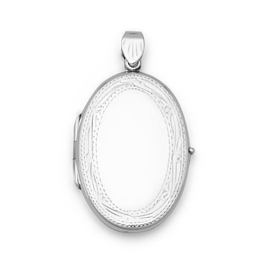 Flat Oval Etched Edge Locket freeshipping - Higher Class Elegance