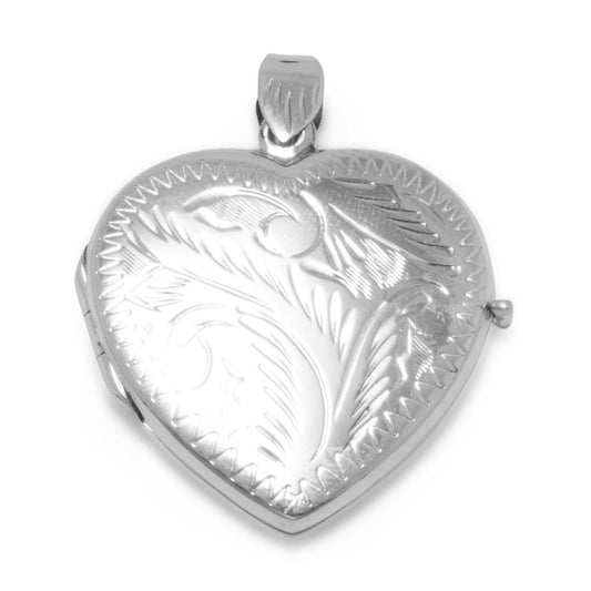 Large Etched Heart Locket freeshipping - Higher Class Elegance