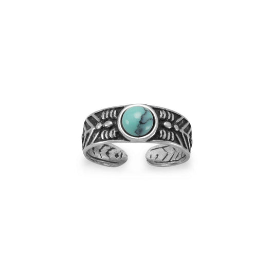 Oxidized Toe Ring with Simulated Turquoise freeshipping - Higher Class Elegance