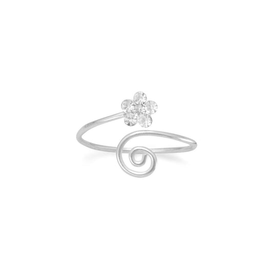 Wrap Design Toe Ring with Clear Crystal Flower freeshipping - Higher Class Elegance