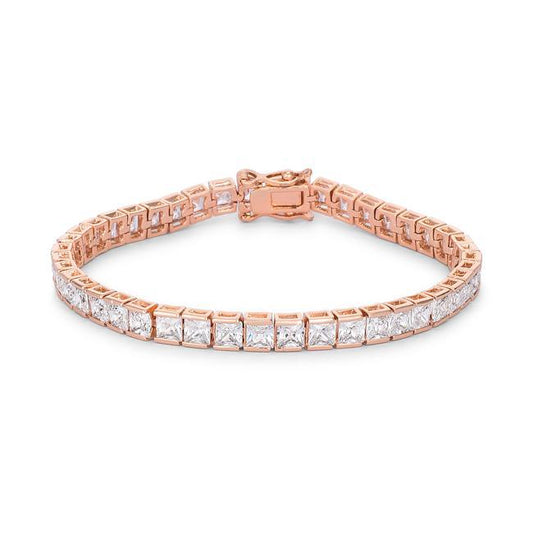 9.7Ct Princess Cut 7in CZ Rose Gold Bracelet freeshipping - Higher Class Elegance