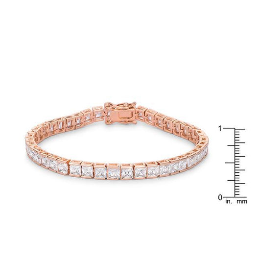 9.7Ct Princess Cut 7in CZ Rose Gold Bracelet freeshipping - Higher Class Elegance