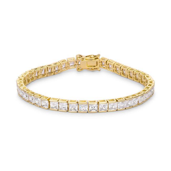 Princess Cut CZ Gold Tone Tennis Bracelet freeshipping - Higher Class Elegance