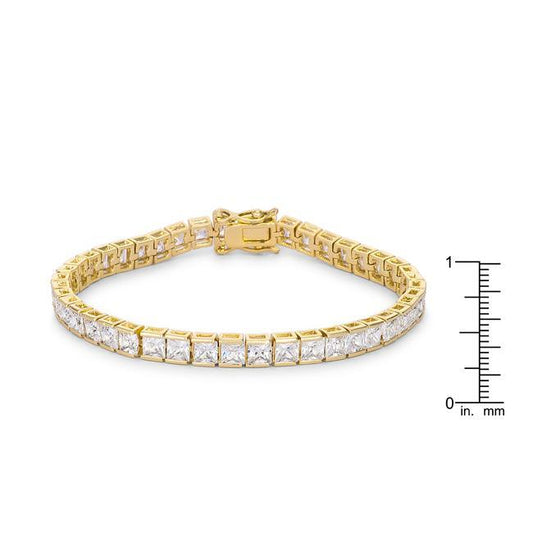 Princess Cut CZ Gold Tone Tennis Bracelet freeshipping - Higher Class Elegance