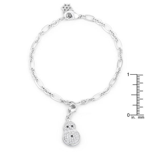 Snowman 0.2ct CZ Rhodium Holiday Charm Bracelet freeshipping - Higher Class Elegance