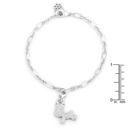 Rudy 0.25ct CZ Rhodium Reindeer Charm Bracelet freeshipping - Higher Class Elegance