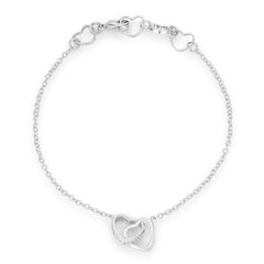 .12 Ct Rhodium Interlocked Hearts Bracelet with CZ Accents freeshipping - Higher Class Elegance