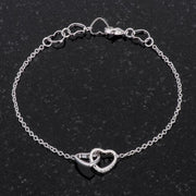 .12 Ct Rhodium Interlocked Hearts Bracelet with CZ Accents freeshipping - Higher Class Elegance