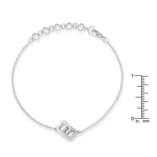 .1 Ct Rhodium Bracelet with Interlocking Floral Links freeshipping - Higher Class Elegance