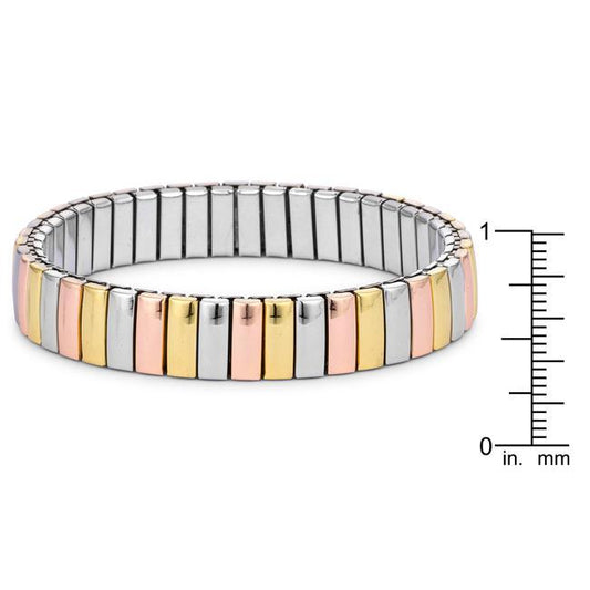 Tri-tone Stainless Steel Stretch Bracelet freeshipping - Higher Class Elegance