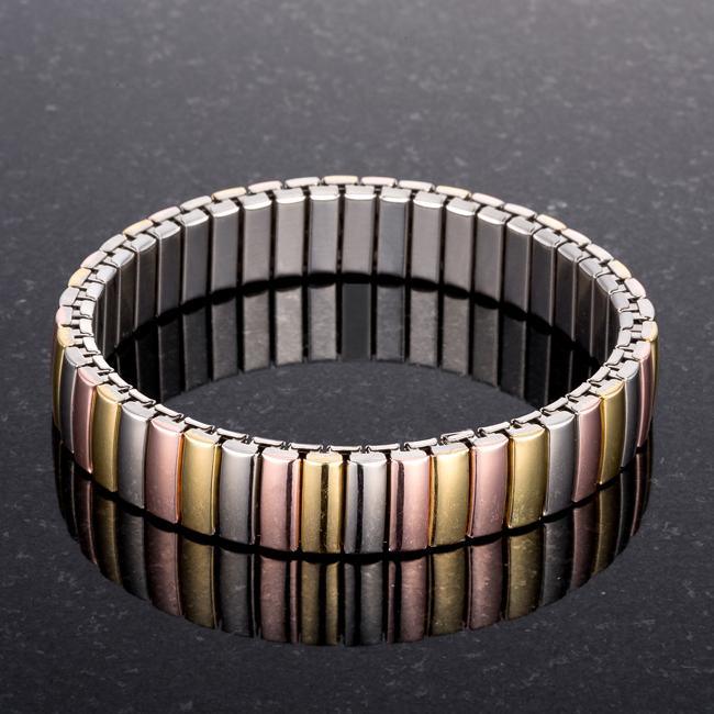 Tri-tone Stainless Steel Stretch Bracelet freeshipping - Higher Class Elegance