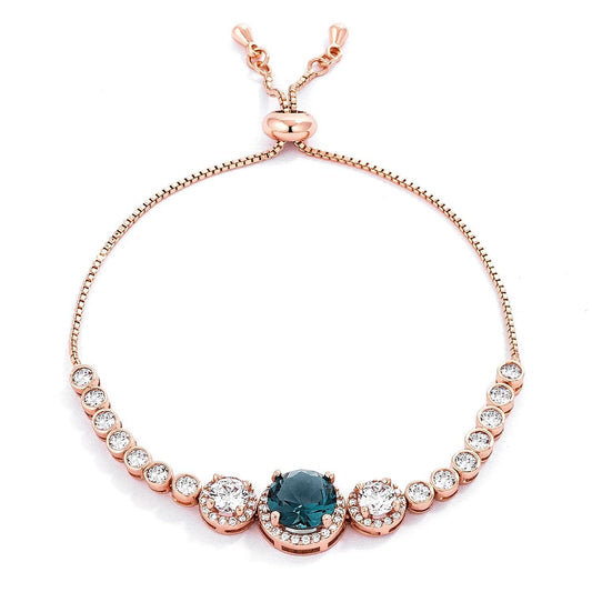 Adjustable Rose Gold Plated Graduated CZ Bolo Style Tennis Bracelet freeshipping - Higher Class Elegance