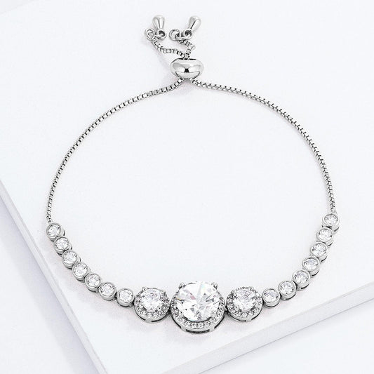 Adjustable Rhodium Plated Graduated Clear CZ Bolo Style Tennis Bracelet freeshipping - Higher Class Elegance