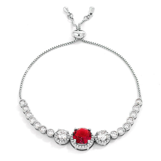 Ruby Red and Clear Graduated CZ Bolo Style Tennis Bracelet freeshipping - Higher Class Elegance
