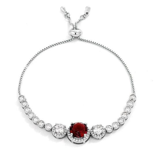 Deep Red and Clear CZ Bolo Style Tennis Bracelet freeshipping - Higher Class Elegance