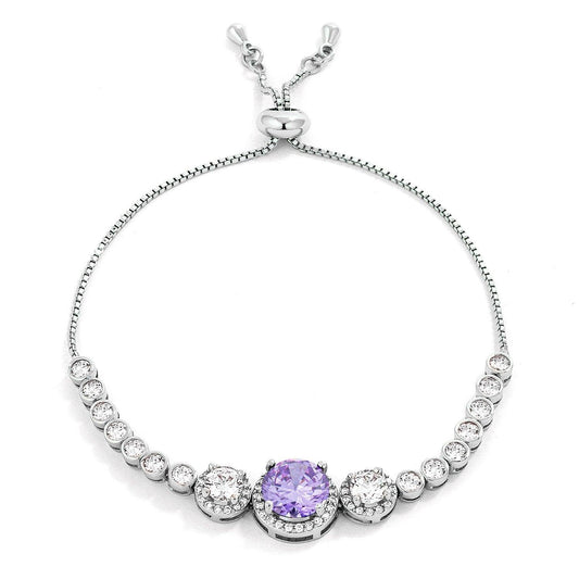 Graduated Lavender & Clear CZ Bolo Style Tennis Bracelet freeshipping - Higher Class Elegance