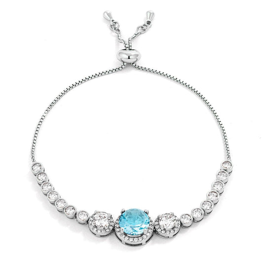 Graduated Light Aqua & Clear CZ Bolo Style Tennis Bracelet freeshipping - Higher Class Elegance